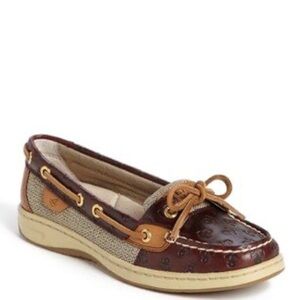 SPERRY Top Sider Boat Angelfish Brown Leather Anchor Nautical Shoe Loafer Sz 8.5